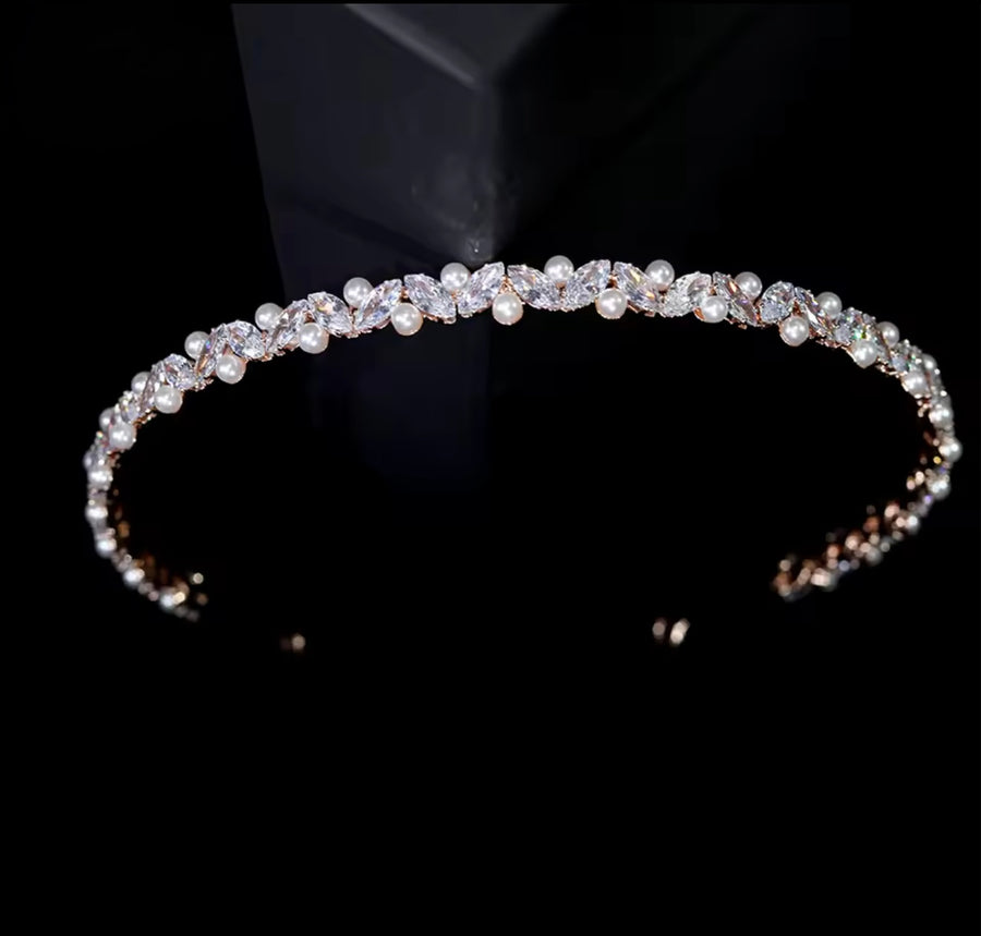 Evie Bridal Headband Rose Gold