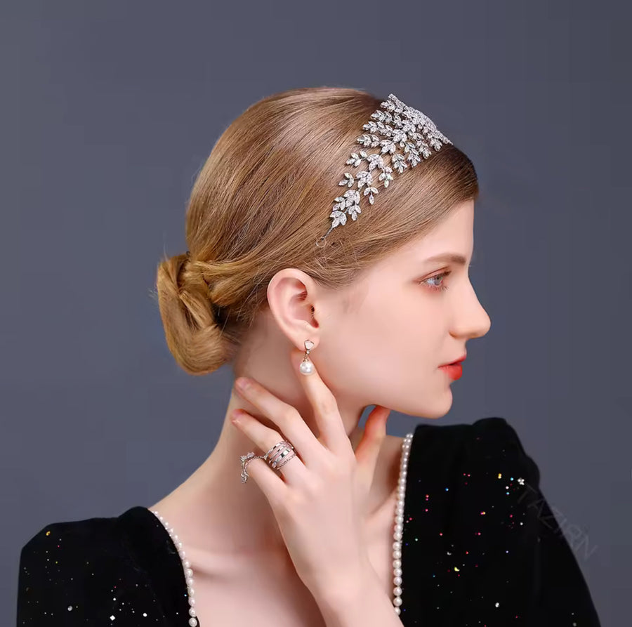 Rose Bridal Headband Gold