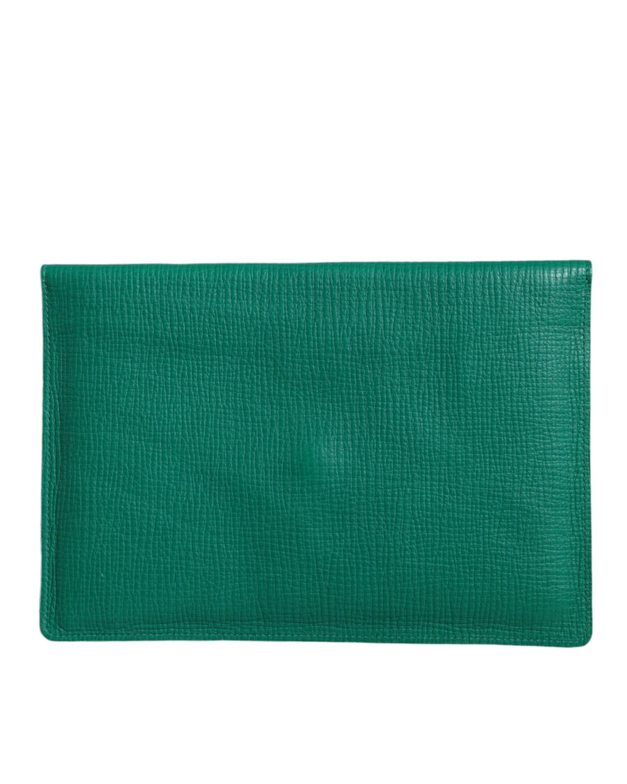 Dolce & Gabbana Women's Green Leather Handbag Clutch Mini Purse Pouch Tablet Case - One Size