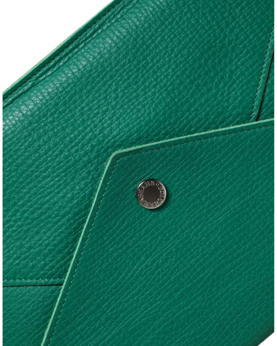 Dolce & Gabbana Women's Green Leather Handbag Clutch Mini Purse Pouch Tablet Case - One Size