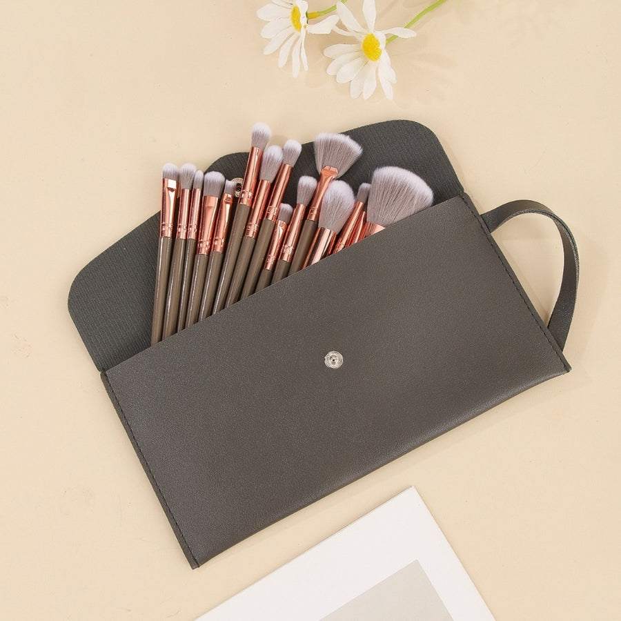 Brown and Gold Complete 20-Piece Makeup Brush Set with Travel Pouch - Professional Synthetic Face & Eye Brushes Kit