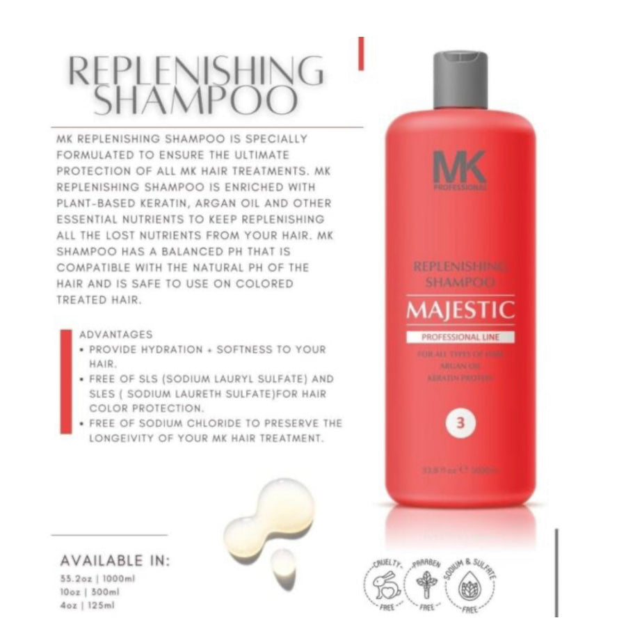 Step 3: MK Professional Replenishing Shampoo Majestic Keratin (After Keratin)